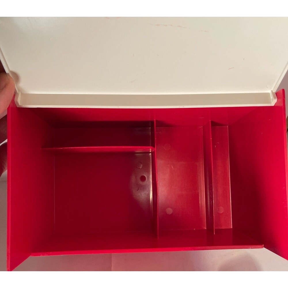 View-Master GAF Library Box Case Vintage Red White Hinged USA WITH Viewmaster - Picture 2 of 5